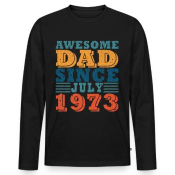 Père Juillet 1973 Vintage Anniversaire Papa Disant 50 - T-shirt manches longues Premium bio Homme - noir - Devant - Nico (187cm)