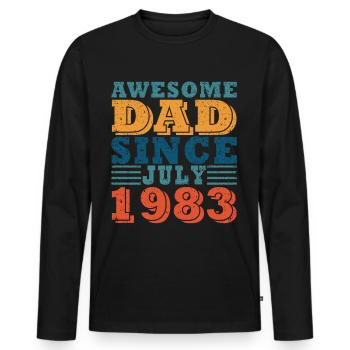Père Juillet 1983 Vintage Anniversaire Papa Disant 40 - T-shirt manches longues Premium bio Homme - noir - Devant - Nico (187cm)