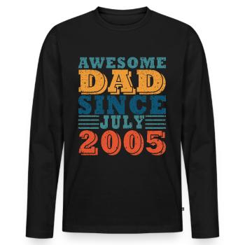 Père Juillet 2005 Vintage Anniversaire Papa Disant 18 - T-shirt manches longues Premium bio Homme - noir - Devant - Nico (187cm)