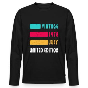 Juli 1978 Juli Geburtstagsgeschenk Juli 1978 - Männer Premium Bio Langarmshirt - Schwarz - Vorne - Nico (187cm)