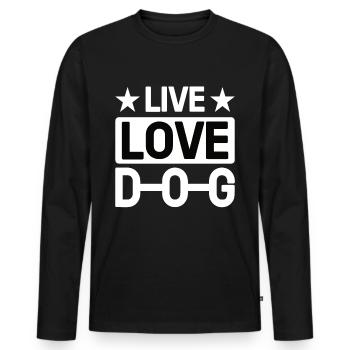 Live Love Dog - T-shirt manches longues Premium bio Homme - noir - Devant - Nico (187cm)