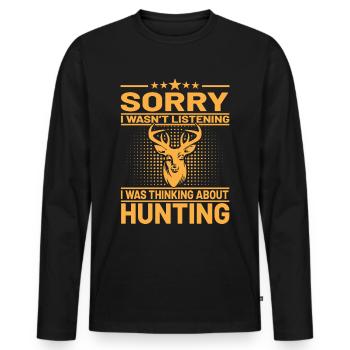 Jagen Jäger Hirsch Jagen Jagen Sprüche - Männer Premium Bio Langarmshirt - Schwarz - Vorne - Nico (187cm)