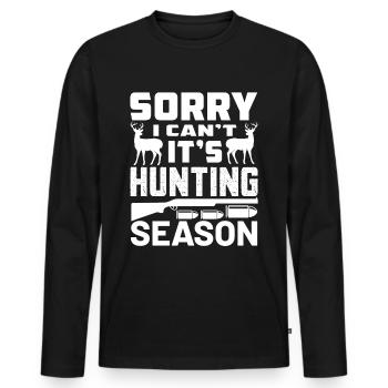 Jagen Jäger Hirsch Jagen Jagen Sprüche - Männer Premium Bio Langarmshirt - Schwarz - Vorne - Nico (187cm)