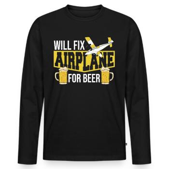 Will Fix Airplane For Beer Aircraft Mechanic - Men's Premium Organic Long Sleeve Shirt - black - Front - Nico (187cm)