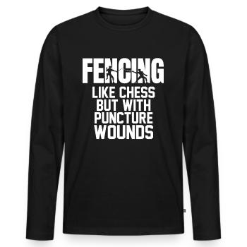 Drôle de duel d’escrime - T-shirt manches longues Premium bio Homme - noir - Devant - Nico (187cm)