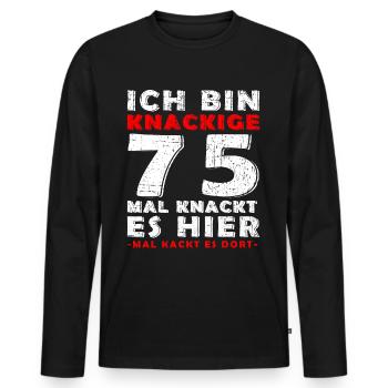 75 Jahre Geschenk 75 Geburtstag Birthday - Männer Premium Bio Langarmshirt - Schwarz - Vorne - Nico (187cm)