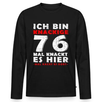 76. Geburtstag Geschenk - 76 Jahre - Männer Premium Bio Langarmshirt - Schwarz - Vorne - Nico (187cm)