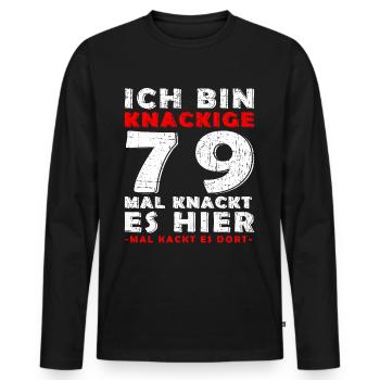 79 Jahre Geburtstagsgeschenk 79 Jahre - Männer Premium Bio Langarmshirt - Schwarz - Vorne - Nico (187cm)