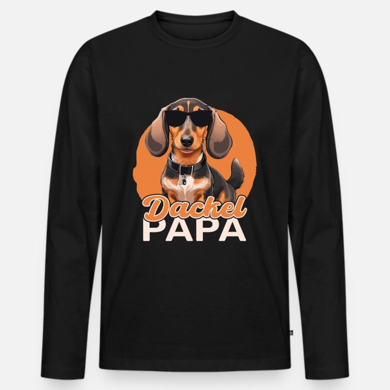 Dackel Papa - Männer Premium Bio Langarmshirt - Schwarz
