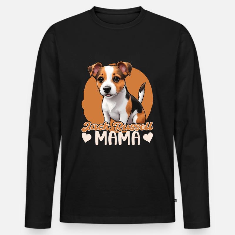 Jack Russell Mama - Männer Premium Bio Langarmshirt - Schwarz
