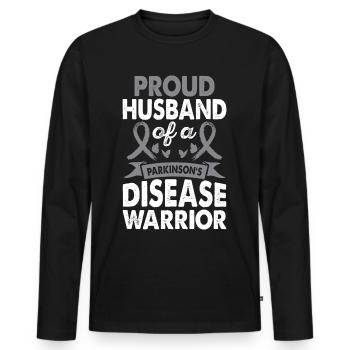 Husband of Parkinson's disease warrior - Men's Premium Organic Long Sleeve Shirt - black - Front - Nico (187cm)