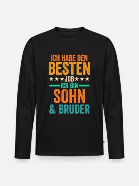 Sohn Bruder - Männer Premium Bio Langarmshirt - Schwarz