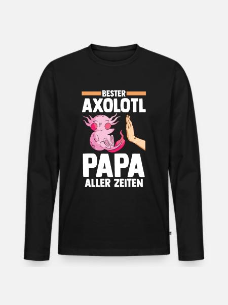 Vater Papa Axolotl - Männer Premium Bio Langarmshirt - Schwarz