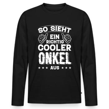 Onkel Onkel Geburtstag Onkel Sprüche Bester Onkel - Männer Premium Bio Langarmshirt - Schwarz - Vorne - Nico (187cm)