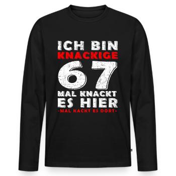 Jahrgang 67 Jahre alt - Geburtstagsgeschenk 67 - Männer Premium Bio Langarmshirt - Schwarz - Vorne - Nico (187cm)