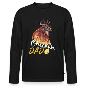 poulet papa drôle poulets slogan coq poulet papa - T-shirt manches longues Premium bio Homme - noir - Devant - Nico (187cm)