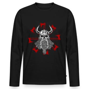 Viking warrior symbol sun Norse Germanic tribes - Men's Premium Organic Long Sleeve Shirt - black - Front - Nico (187cm)