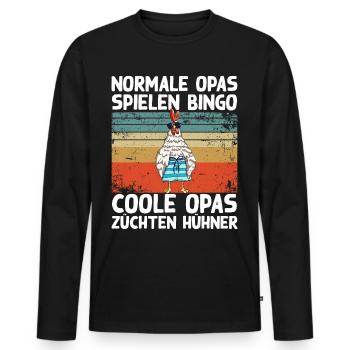 Coole Opas züchten Hühner Lustig Huhn Hahn Spruch - Männer Premium Bio Langarmshirt - Schwarz - Vorne - Nico (187cm)