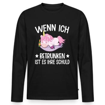 Einhorn Lustiger Spruch Einhorn Saufen Fabel - Männer Premium Bio Langarmshirt - Schwarz - Vorne - Nico (187cm)