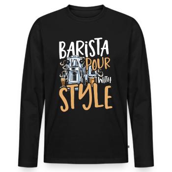 Barista Pour With Style Barista Coffeemaker - Men's Premium Organic Long Sleeve Shirt - black - Front - Nico (187cm)