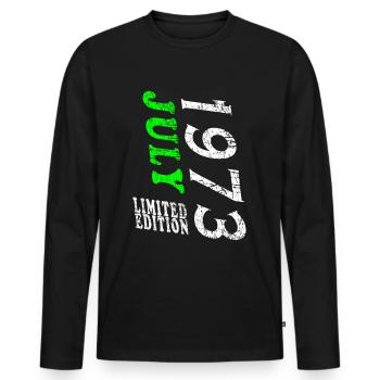 Anniversaire juillet 1973. Don juillet 1973. - T-shirt manches longues Premium bio Homme - noir - Devant - Nico (187cm)