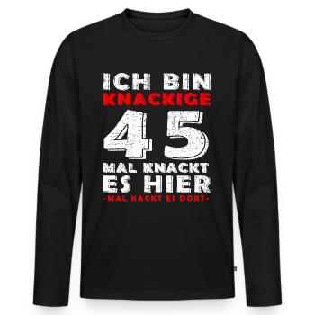 45. Geburtstag Mann Jahrgang 45 Jahre alt Spruch - Männer Premium Bio Langarmshirt - Schwarz - Vorne - Nico (187cm)