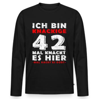 42. Geburtstag Mann Jahrgang 42 Jahre alt Spruch - Männer Premium Bio Langarmshirt - Schwarz - Vorne - Nico (187cm)
