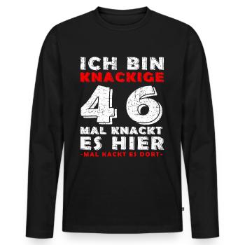 46. Geburtstag Mann Jahrgang 46 Jahre alt Spruch - Männer Premium Bio Langarmshirt - Schwarz - Vorne - Nico (187cm)