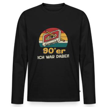 Neunziger Jahre - ich war dabei | 90 er Sprüche - Männer Premium Bio Langarmshirt - Schwarz - Vorne - Nico (187cm)