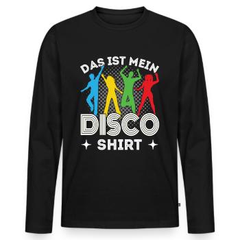 Disco Outfit 80er 70er Jahre Disko Party Kostüm - Männer Premium Bio Langarmshirt - Schwarz - Vorne - Nico (187cm)