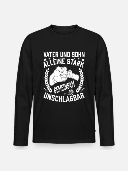 Vater und Sohn - Männer Premium Bio Langarmshirt - Schwarz
