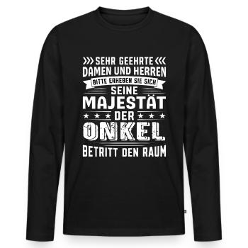 Onkel Geburtstag Onkel Sprüche Onkel Geschenke - Männer Premium Bio Langarmshirt - Schwarz - Vorne - Nico (187cm)