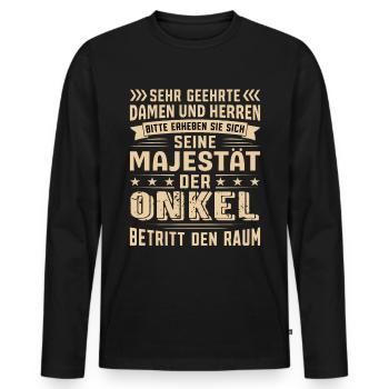 Onkel Geburtstag Onkel Sprüche Onkel Geschenke - Männer Premium Bio Langarmshirt - Schwarz - Vorne - Nico (187cm)