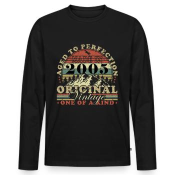 Born Gift Original 2005 Gift Idea 2005 - T-shirt manches longues Premium bio Homme - noir - Devant - Nico (187cm)