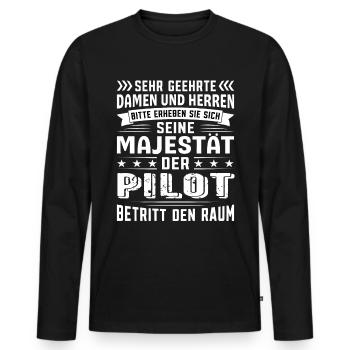 Pilot Geburtstag Pilot Sprüche Pilot Geschenke - Männer Premium Bio Langarmshirt - Schwarz - Vorne - Nico (187cm)