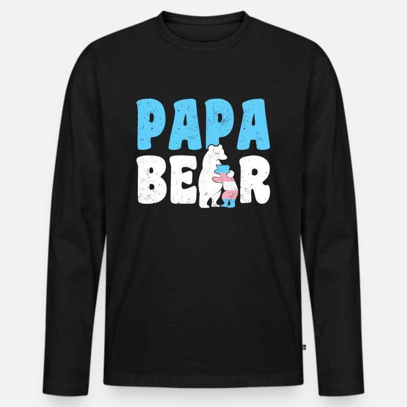 Papa Bear - Männer Premium Bio Langarmshirt - Schwarz