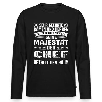 Chef Geburtstag Chef Sprüche Chef Geschenke - Männer Premium Bio Langarmshirt - Schwarz - Vorne - Nico (187cm)