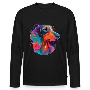 Teckel Teckel Chien Chiens Chiens Chien Amour Pet - T-shirt manches longues Premium bio Homme - noir - Devant - Nico (187cm)