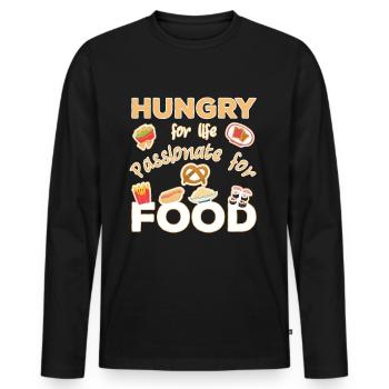 Hungry for Life Passionate for Food food lover - Männer Premium Bio Langarmshirt - Schwarz - Vorne - Nico (187cm)