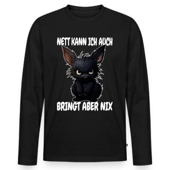 Nett Kann Ich Auch Bringt Aber Nix Schwarzer Hase - Männer Premium Bio Langarmshirt - Schwarz - Vorne - Nico (187cm)