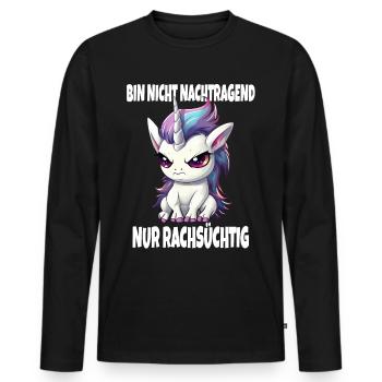 Nicht Nachtragend Nur Rachsüchtig Süßes Einhorn - Männer Premium Bio Langarmshirt - Schwarz - Vorne - Nico (187cm)