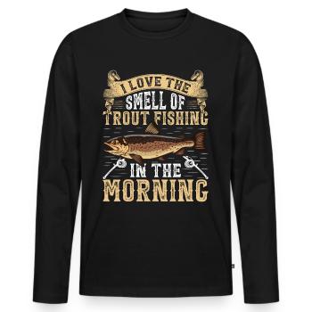 Funny Fishing Men Women - Männer Premium Bio Langarmshirt - Schwarz - Vorne - Nico (187cm)