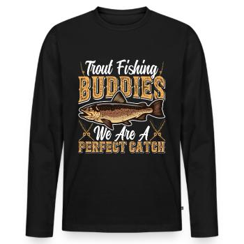 Funny Fishing Men Women - Männer Premium Bio Langarmshirt - Schwarz - Vorne - Nico (187cm)