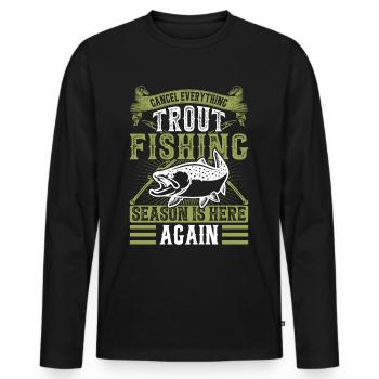 Funny Fishing Men Women - Männer Premium Bio Langarmshirt - Schwarz - Vorne - Nico (187cm)