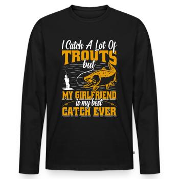 Funny Fishing Men Women - Männer Premium Bio Langarmshirt - Schwarz - Vorne - Nico (187cm)