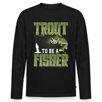 Funny Fishing Men Women - Männer Premium Bio Langarmshirt - Schwarz - Vorne - Nico (187cm)