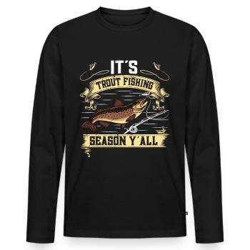 Funny Fishing Men Women - Männer Premium Bio Langarmshirt - Schwarz - Vorne - Nico (187cm)