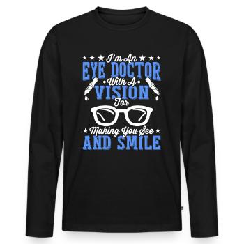 Ophthalmologist Ophthalmologist Optician - Men's Premium Organic Long Sleeve Shirt - black - Front - Nico (187cm)
