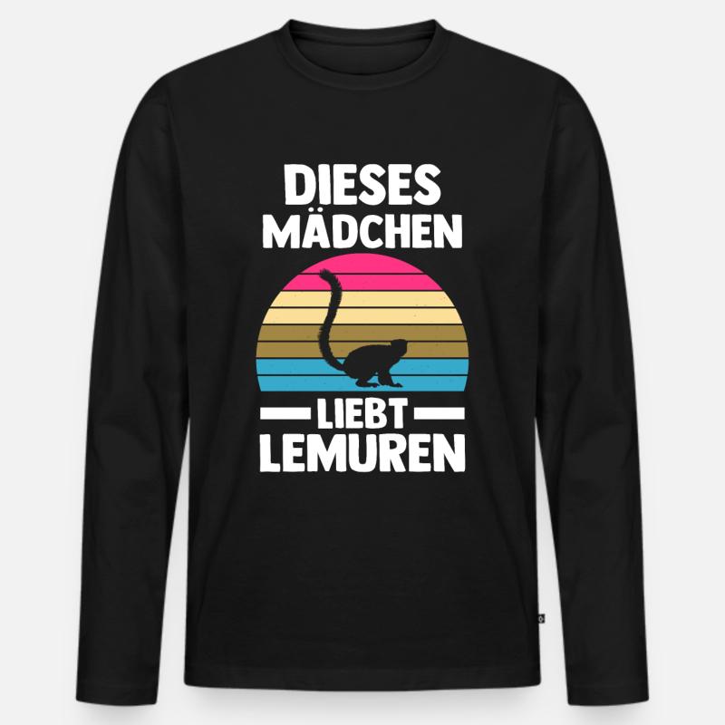 Lemur - Männer Premium Bio Langarmshirt - Schwarz