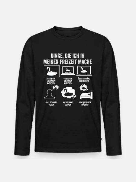 Schwan - Männer Premium Bio Langarmshirt - Schwarz